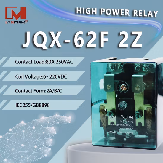 100A 90A 80A General Purpose Relays Electric Industrial Power Electromagnetic Relay Jqx Jqx62f 2z 2c Dpdt Dpst with CE UL RoHS