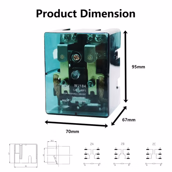 100A 90A 80A General Purpose Relays Electric Industrial Power Electromagnetic Relay Jqx Jqx62f 2z 2c Dpdt Dpst with CE UL RoHS
